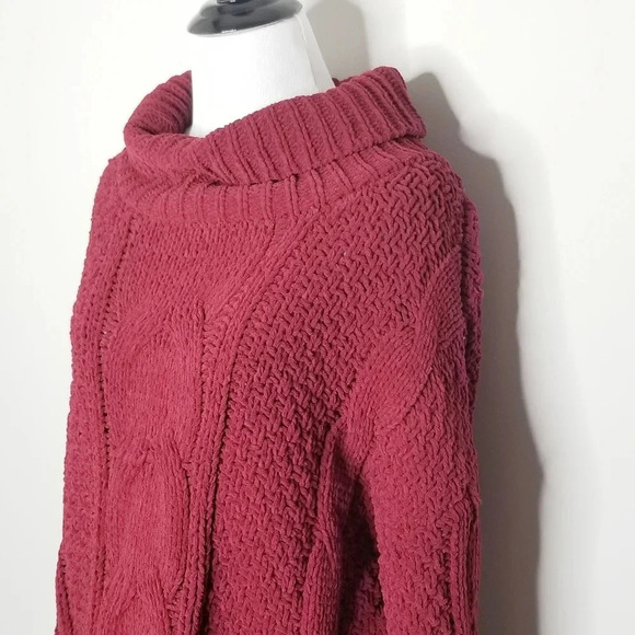 New Just Madison Red Chunky Cable Knit Sweater L - Picture 3 of 9